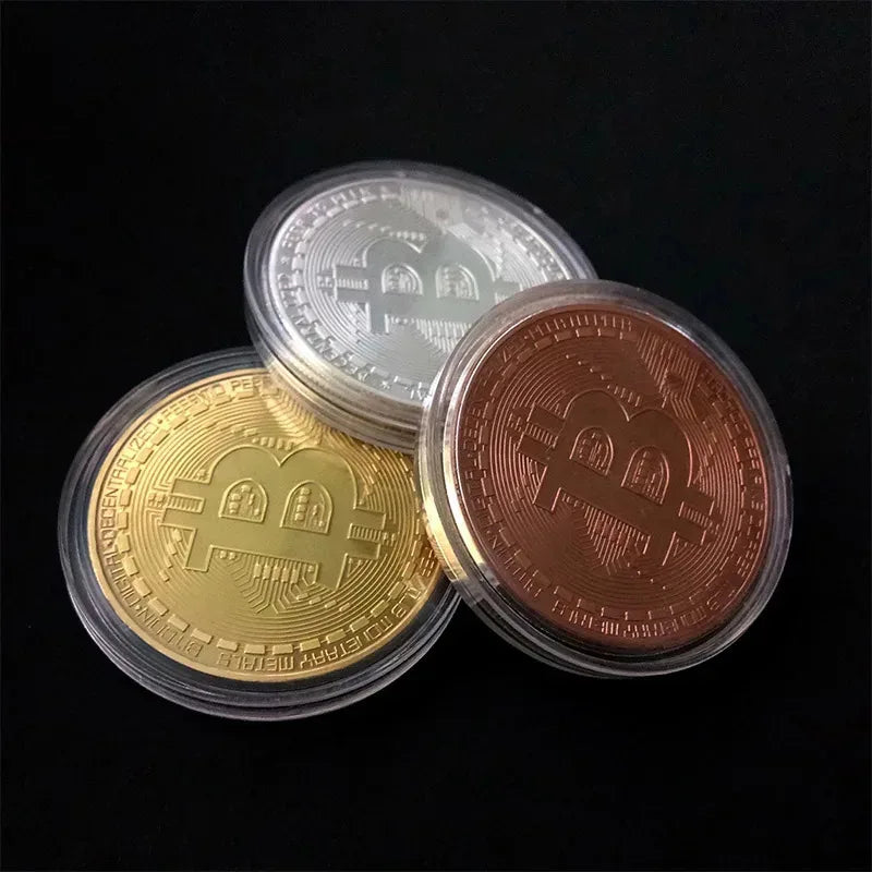 Gold Plated Bitcoin Coin – Collectible Crypto Metal Gift