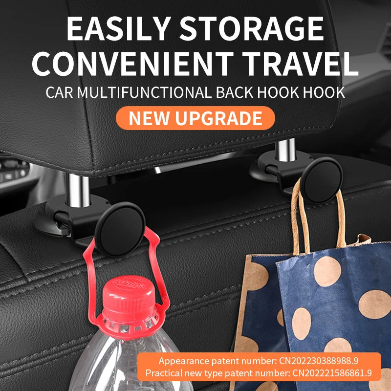 2-Pack Car Headrest Hooks – Clip-On Bag & Storage Organizer Car Headrest Hook Zpaxo