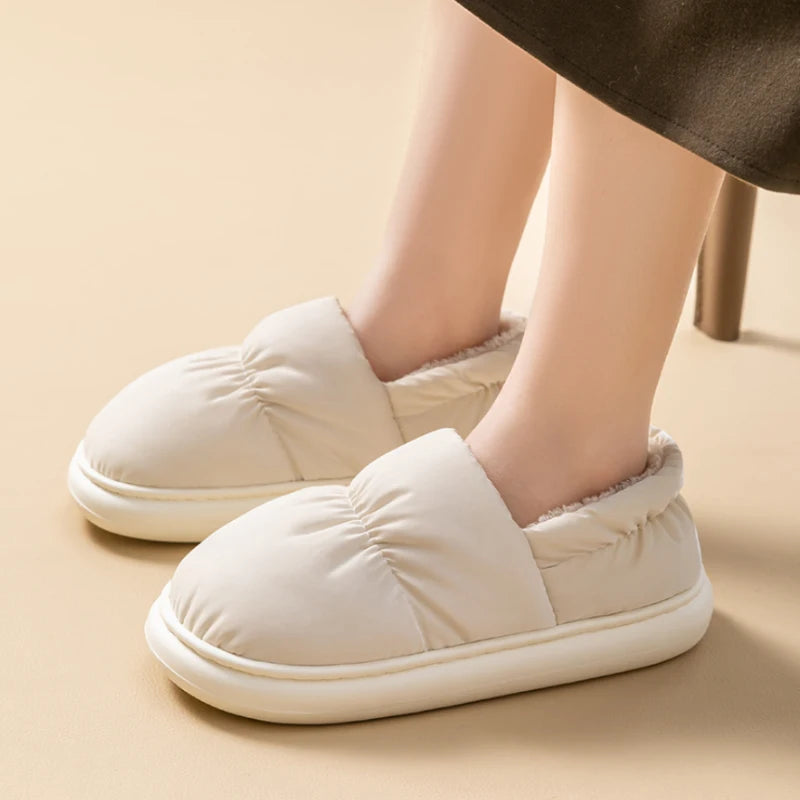 Package Slippers Women's Winter Indoor Non-slip Plush Fleece Lined