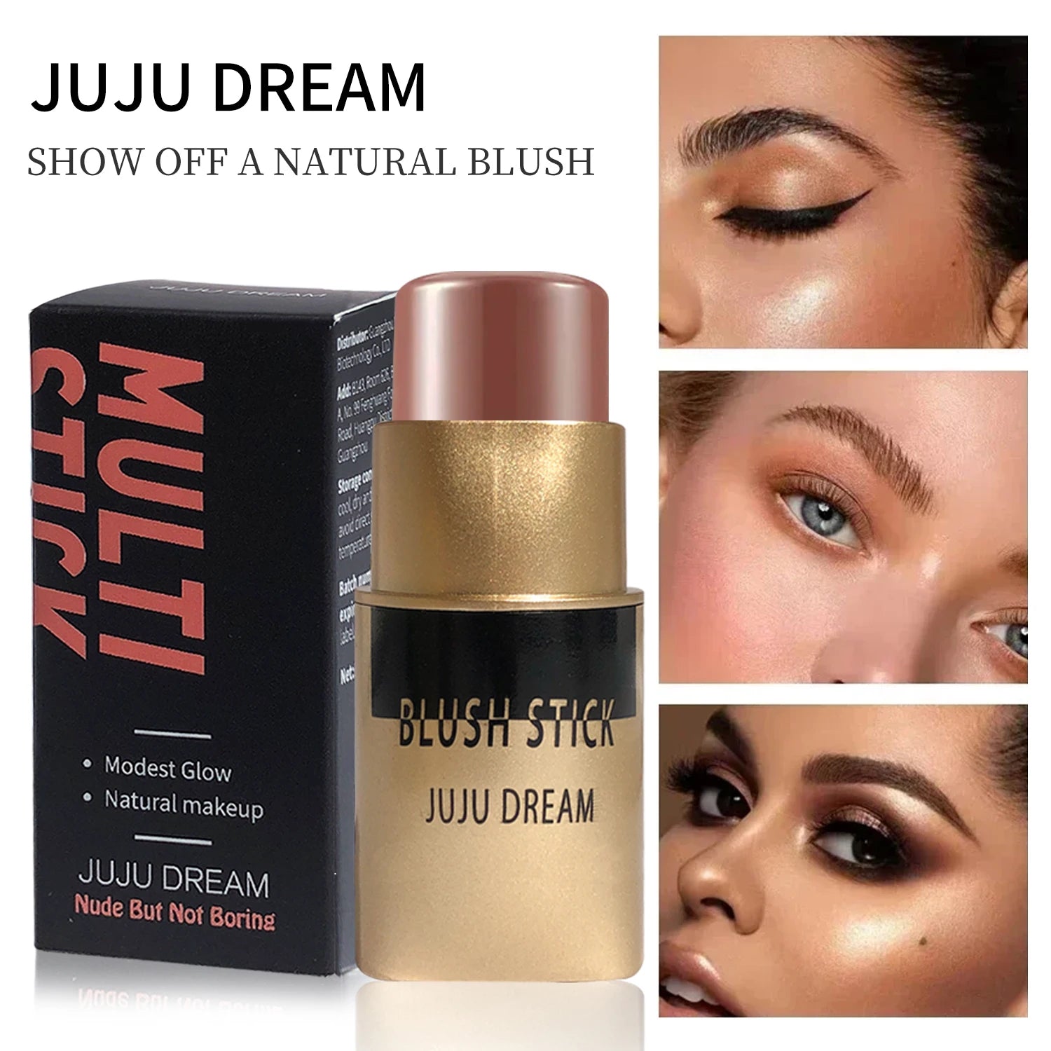 Golden lustrous blush stick with a contour stick, featuring a blend of bronze powder and blush, a facial contour pen Zpaxo
