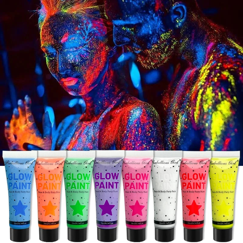 Glow Dark Body Face Paint Washable UV Neon Fluorescent Makeup Zpaxo