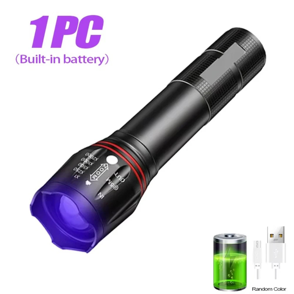 395nm UV LED Flashlight – Rechargeable Zoomable UV Torch