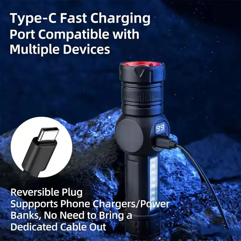 Mikenoon Tactical LED Flashlight – Zoomable USB Rechargeable Torch Tactical LED Flashlight Zpaxo