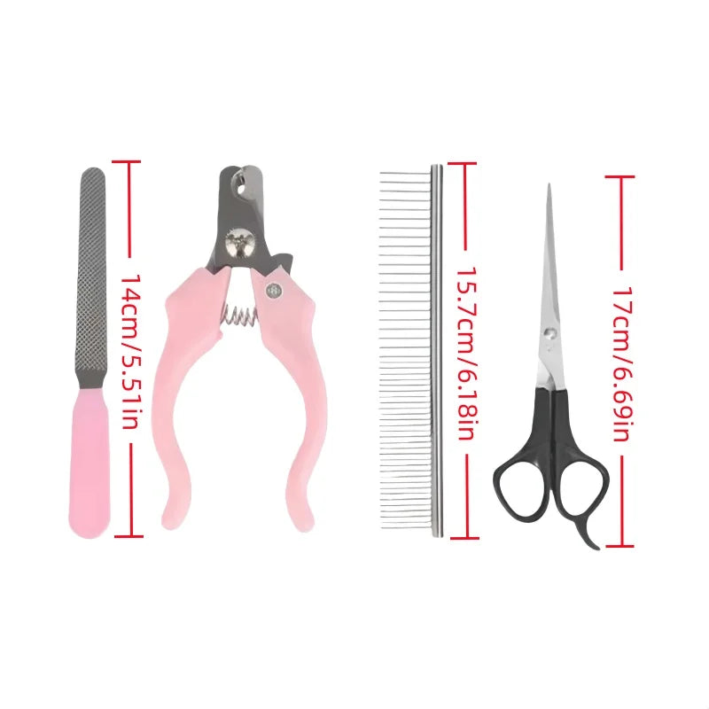 Dog Nail Clipper Grooming Straight Scissors File Pet Comb Cat Hair