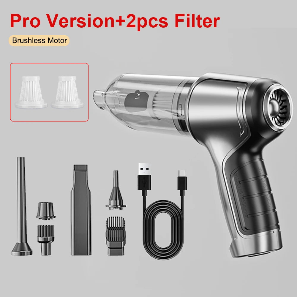 Car Vacuum Cleaner 95000PA Portable Handheld Wireless USB Rechargable Zpaxo Pro Version 2Filter