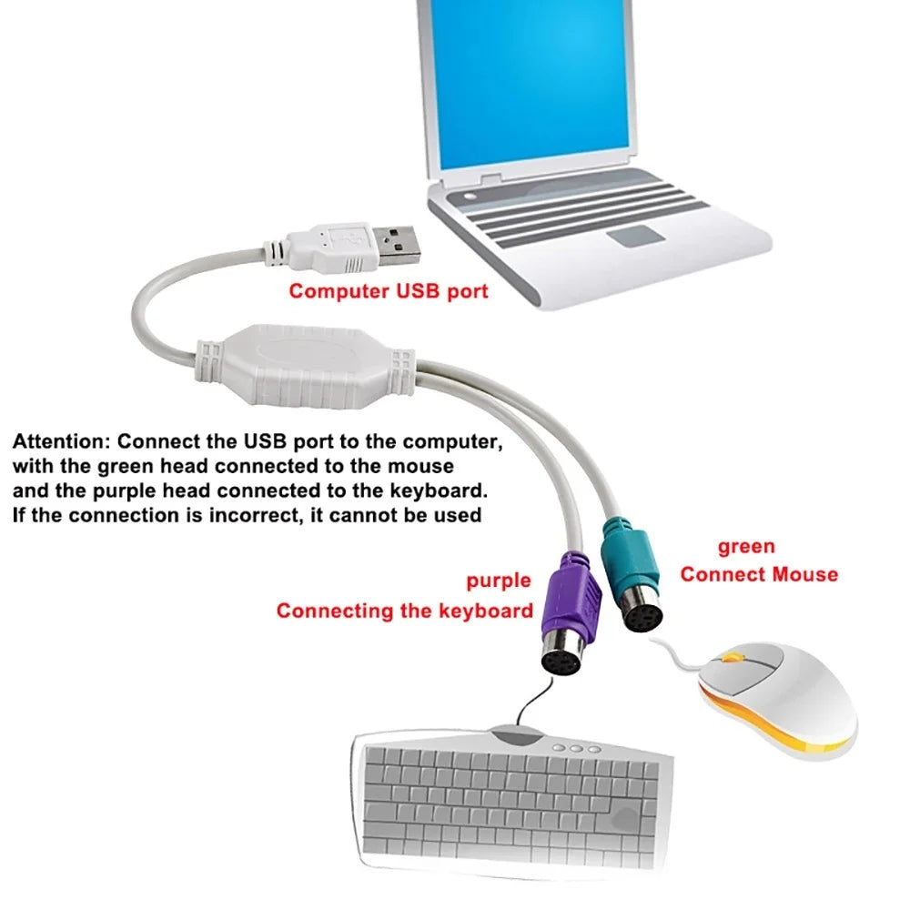 USB Male to PS/2 Female Adapter Cable for Keyboard & Mouse USB Adapter Cable Zpaxo