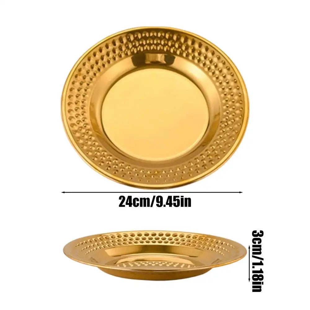 Stainless Steel Dinner Plates Hammered Finish Unbreakable Stackable