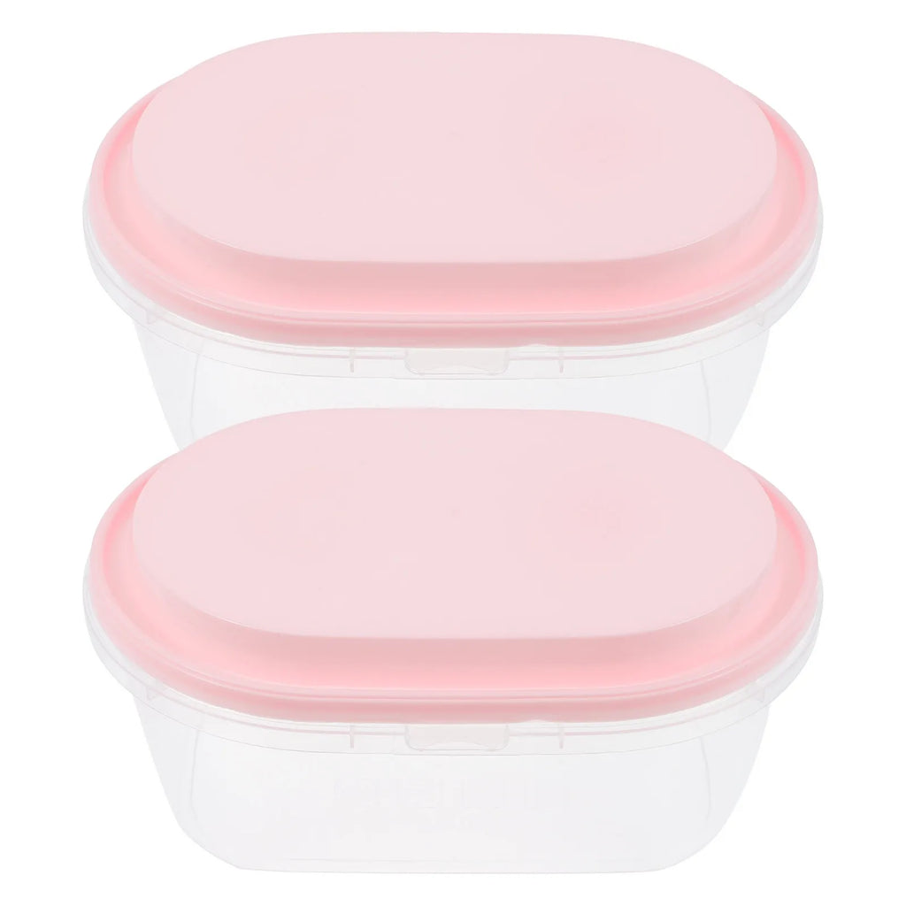 Ice Cream Container Oval Plastic Tub Dustproof Lid Easy Clean Storage