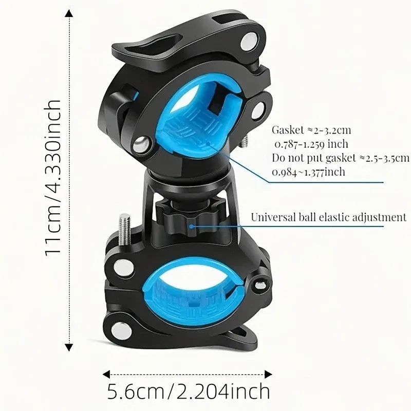 Upgraded Bicycle Holder 360 Rotation 3-Setting Flashlight Mini Pump