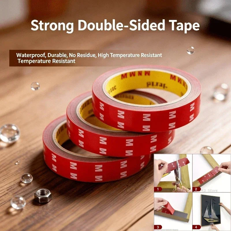 Super Adhesive Double-sided Tape Strong Double Sided Tape High Temperature Mounting Strip for Auto Trim EmblemHousehold Outdoor Zpaxo