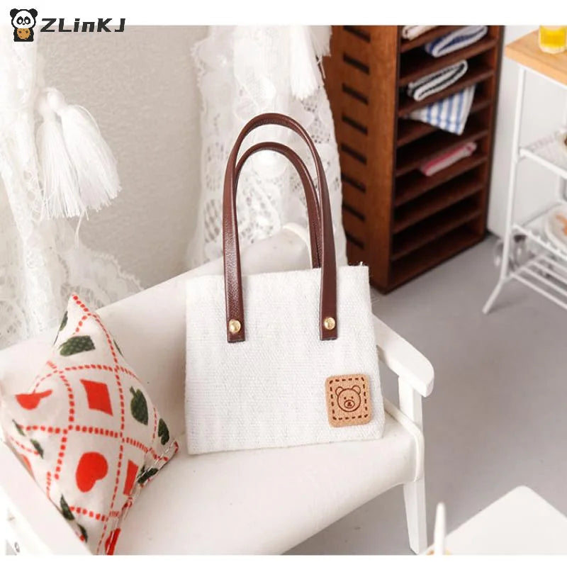 ▶Dollhouse Mini Simulation Canvas Bag Shoulder Bags Doll Clothes Accessories Micro Scene Decoration Pretend Play Toys Zpaxo