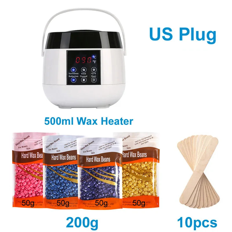 500ML Wax Heater For Hair Removal Wax Melting Warmer Pot with LCD Temperature Display Hard Wax Melter Professional Tool Zpaxo 045-W-US-200g