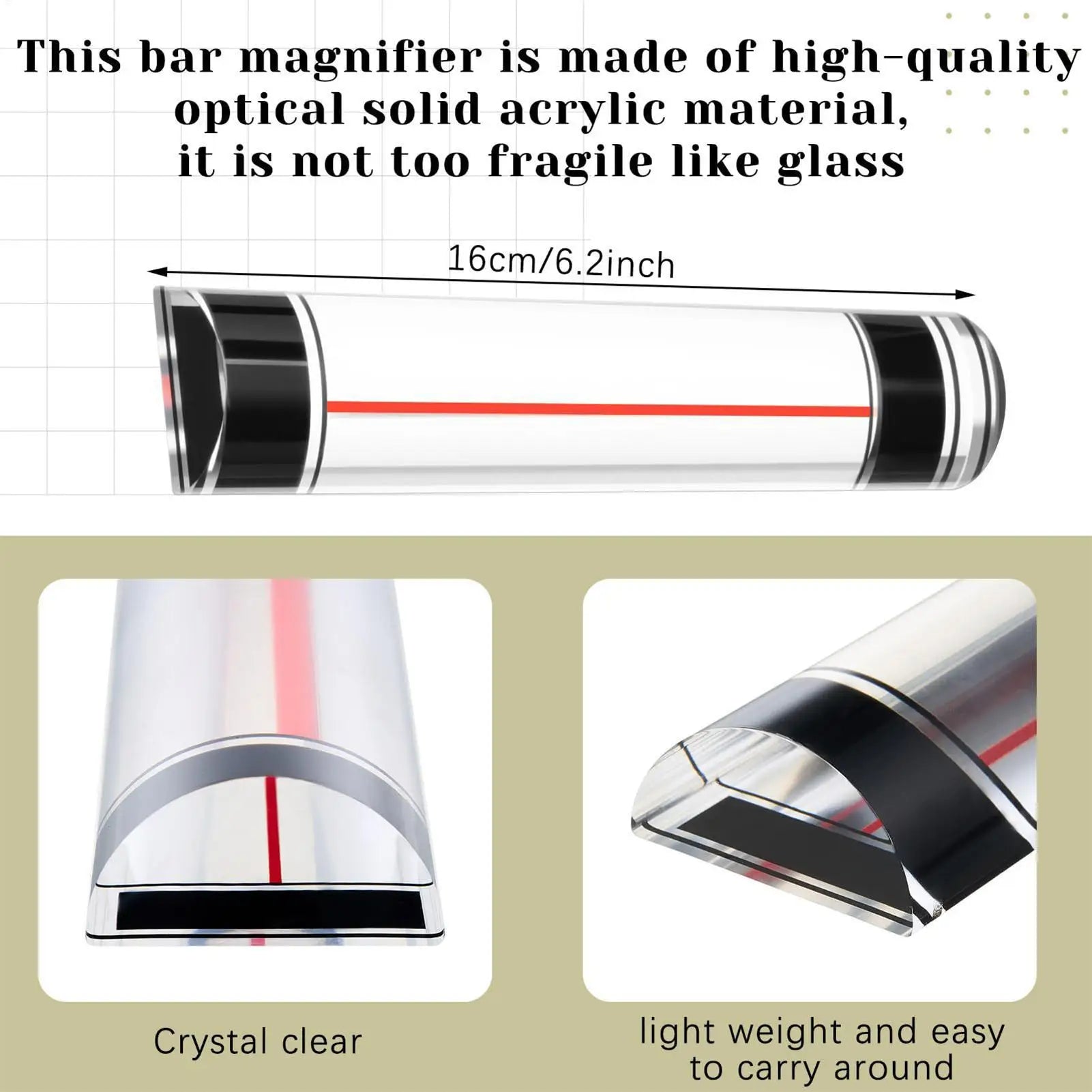 Magnifier Ruler with Sliding Markers Precise Guide Book Page Reading Magnifier for Small Prints Bible Document Newspaper Zpaxo