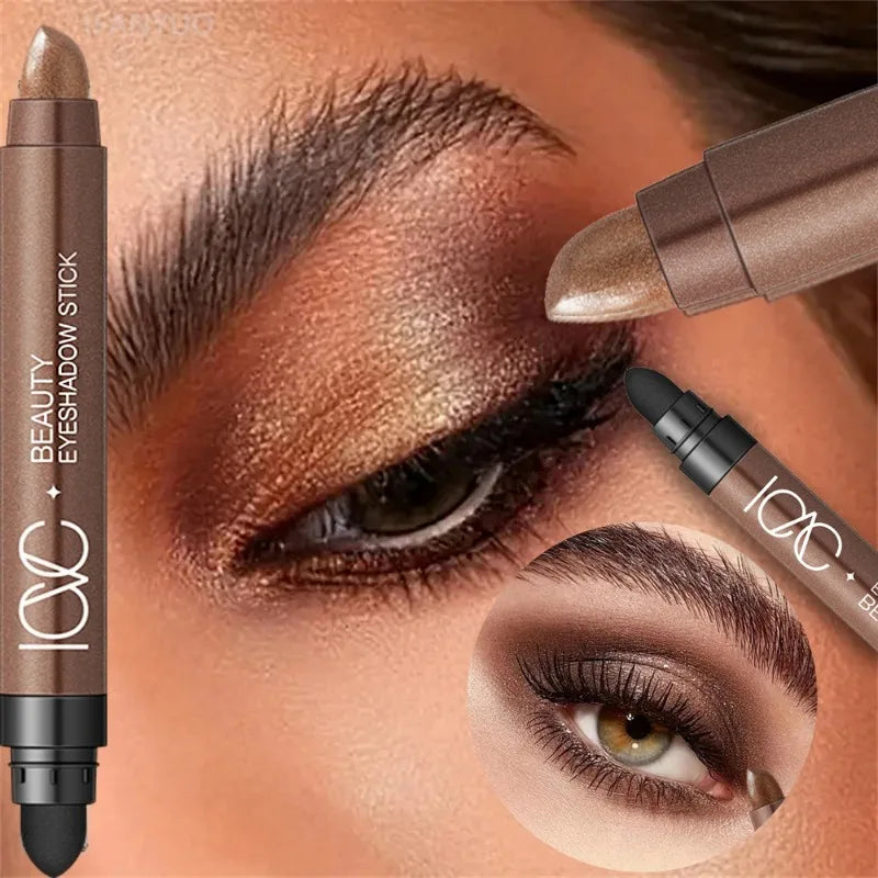 Double Head Waterproof Eyeshadow Stick Long Lasting Pigmented Shimmer