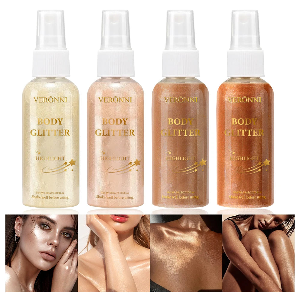 Liquid Body Highlighting Shimmer Oil Makeup 4 Glitter Spray Lotion Zpaxo