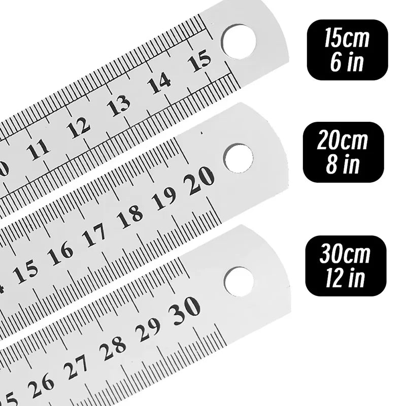 Metal Ruler Stainless Steel Straight Ruler Measuring Stationery Drafting Accessories Hand Measuring Tool School Office Supplies Zpaxo