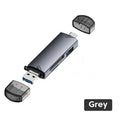 6 in 1 Card Reader Multifunctional Metal TF/SD Card Adaper USB 3.0 Type C Micro USB Memory Card Readers for Phone Laptop Macbook Zpaxo Gray