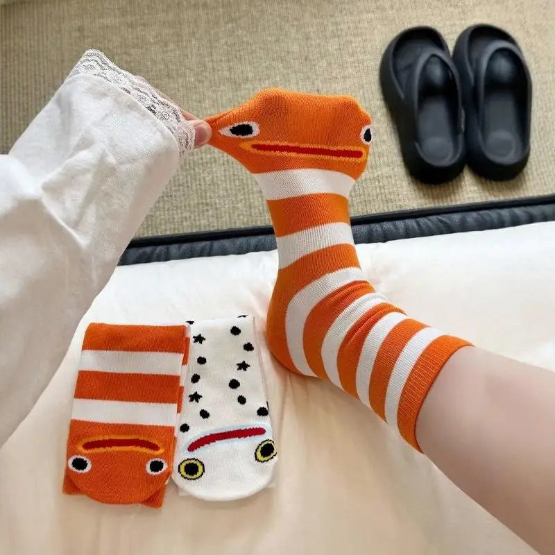 Comfortable Breathable Pile Socks Women Cartoon Garden Eel Design Zpaxo