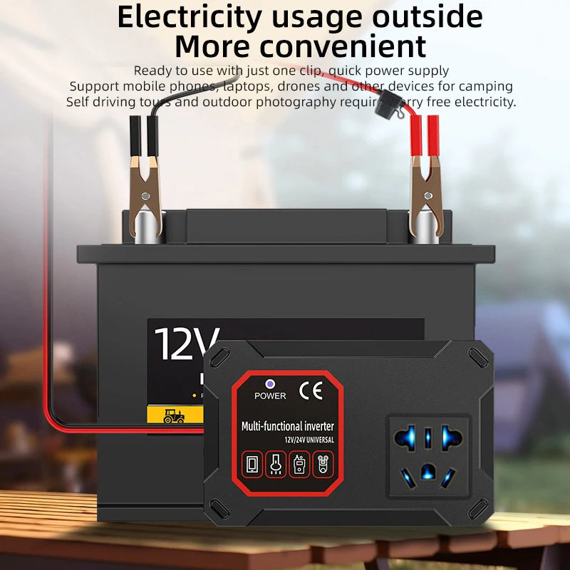 Car Power Inverter LED Display 2000W 12V 220V 110V Converter Charger Zpaxo