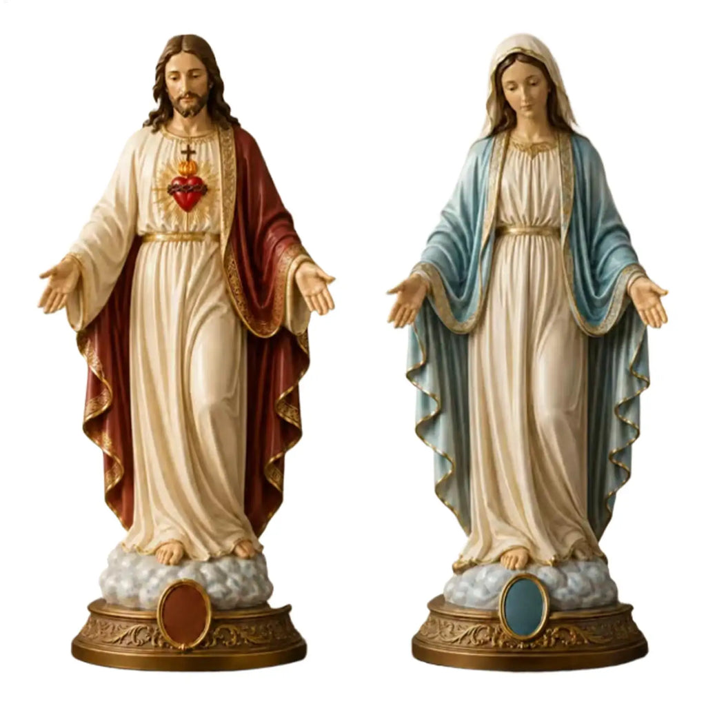Resin Virgin Mary Collectible Figure Hand Painted Blessed Mother Catholic Religious Statue for Home Decor Zpaxo