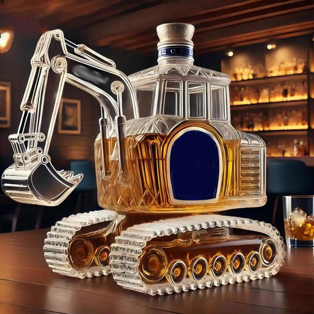 Whiskey Bottle Excavator Shaped Pourer Dispenser Glass Liquor