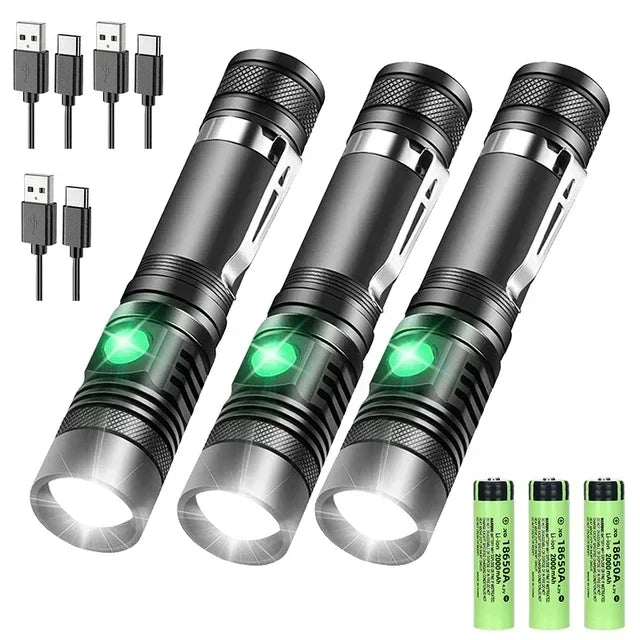 KDULIT T6 LED Zoomable Flashlight – USB Rechargeable Waterproof