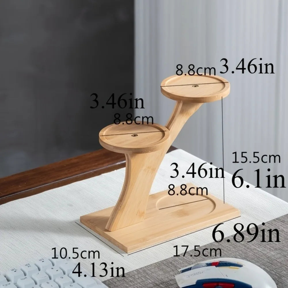 Elegant Bamboo Plant Stand Two-tier Display Rack Suitable Small