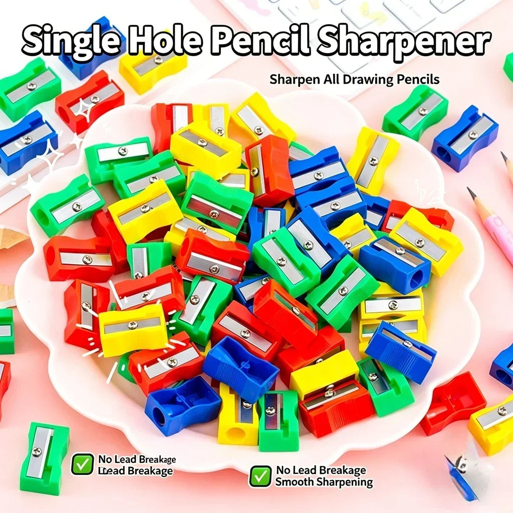 Mini Pencil Sharpener Plastic Single Hole Rectangular Shape Bulk Zpaxo