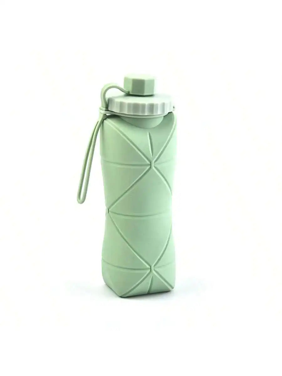 1Pc 600mlLarge Collapsible Silicone Cup-Portable Travel Water Bottle for Outdoor, Food-Grade with Fresh Colors, Foldable Design Zpaxo green