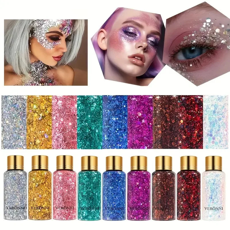 Sparkle Glitter Gel Sequins Face Body-glitter Makeup Lips& Hair Zpaxo