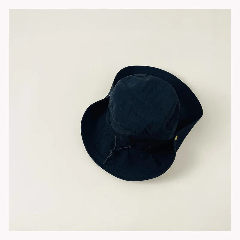 Big brimmed children's fisherman hat men's and women's breathable sun protection outdoor camping fishing western cowboy hat Zpaxo black
