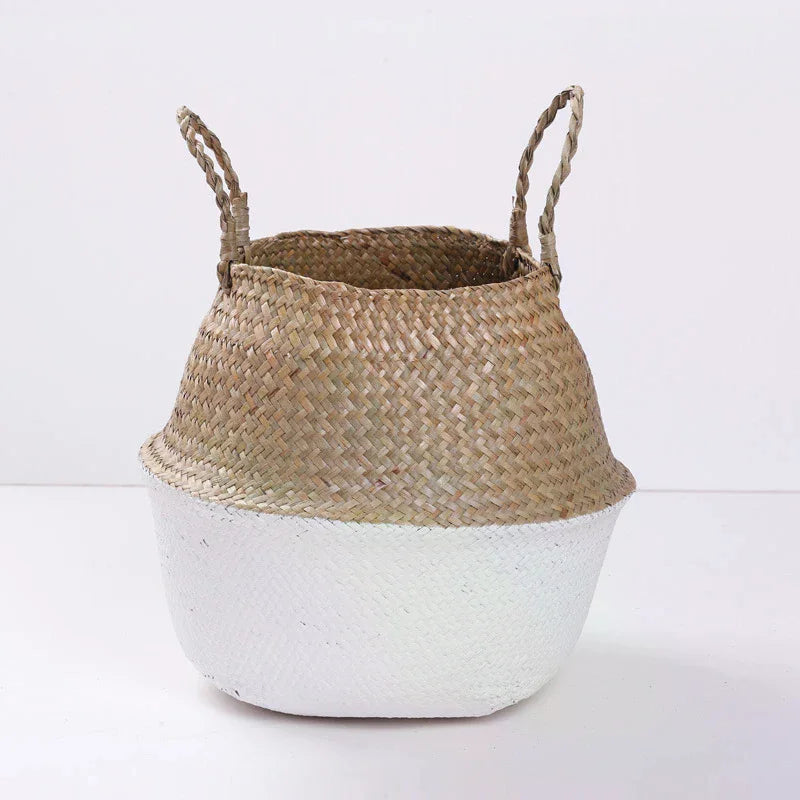 Sundries Organizer Rattan Flower Pots Container Storage Supplies Foldable Basket Weaved Storage Baskets With Handle Laundry Toys Zpaxo