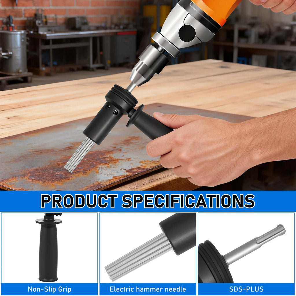 SDS Plus Needle Scaler Attachment 18 Needles 3mm Hardened Steel Rust Remover for Metal Concrete Paint Cleaning Tool with Case Po Zpaxo