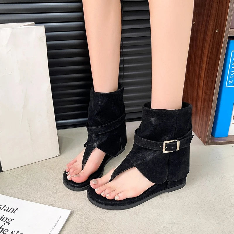 Summer Women's Clip-toe Solid Wedge Mid Heel Sandals Women Zpaxo