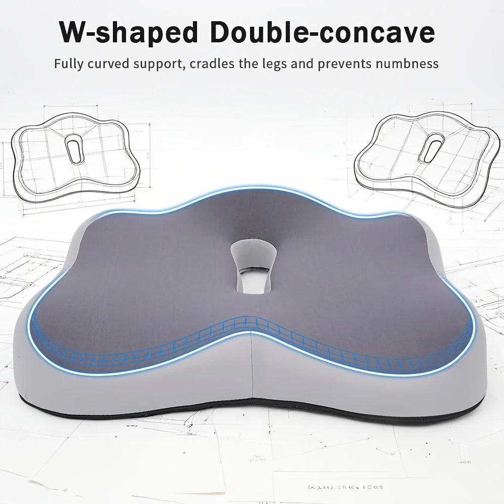 Memory Foam Seat Cushion Ergonomic Design Central Groove Suitable