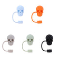 1 Silicone Cute Skull Straw Covers Halloween Toppers Reusable Funny