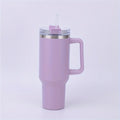 Halloween gift New 40OZ Handle Cup Double-layer Thermos Cup 304 Handle Car Water Cup with Straw Zpaxo light purple 40oz