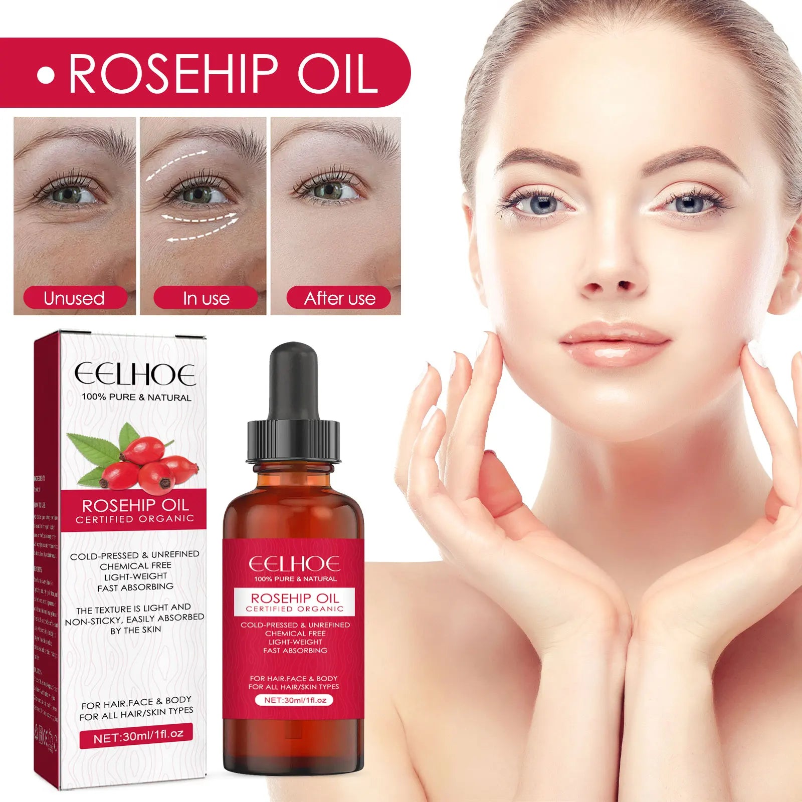 EELHOE Rosehip Facial Oil – Anti-Aging, Firming & Moisturizing Facial Essential Oil Zpaxo