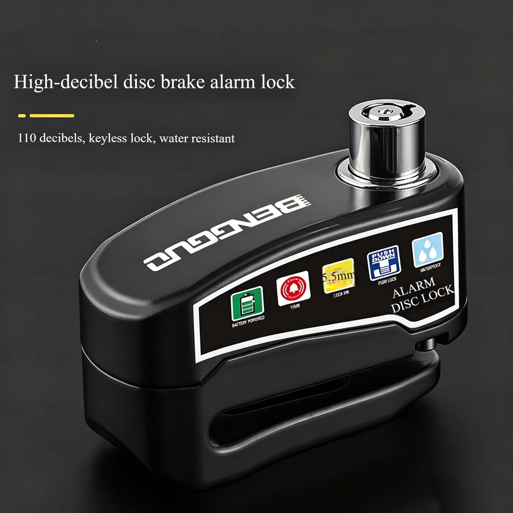 Motorcycle Disc Block Alarm Lock Wheel Brake Key Moto Scooter Bicycle