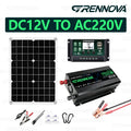 Grennova True 1500W Solar System 12V To110V/220V Inverter 60A MPPT Controller 40W Panel Complete Kit For RV/Farm Home Backup Zpaxo 220V Kit