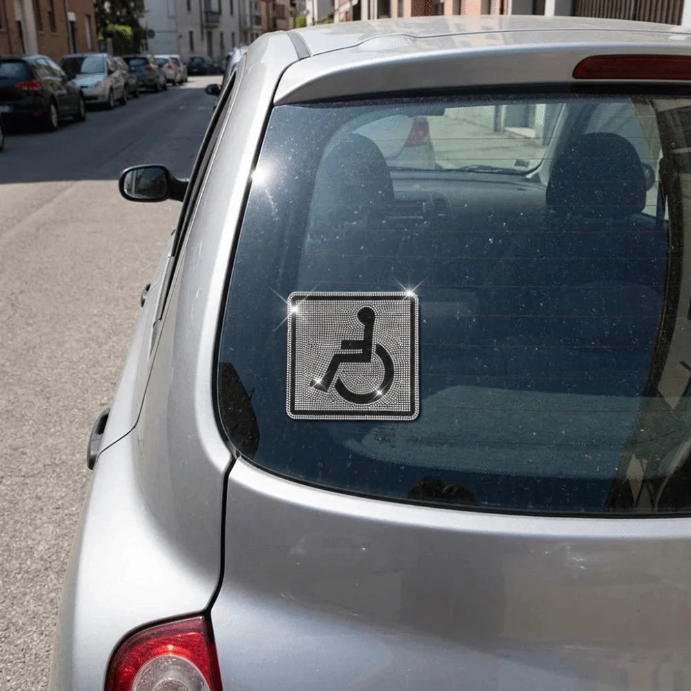 Sparkling Rhinestone Inlaid Wheelchair Pattern Decal Strong Self Zpaxo