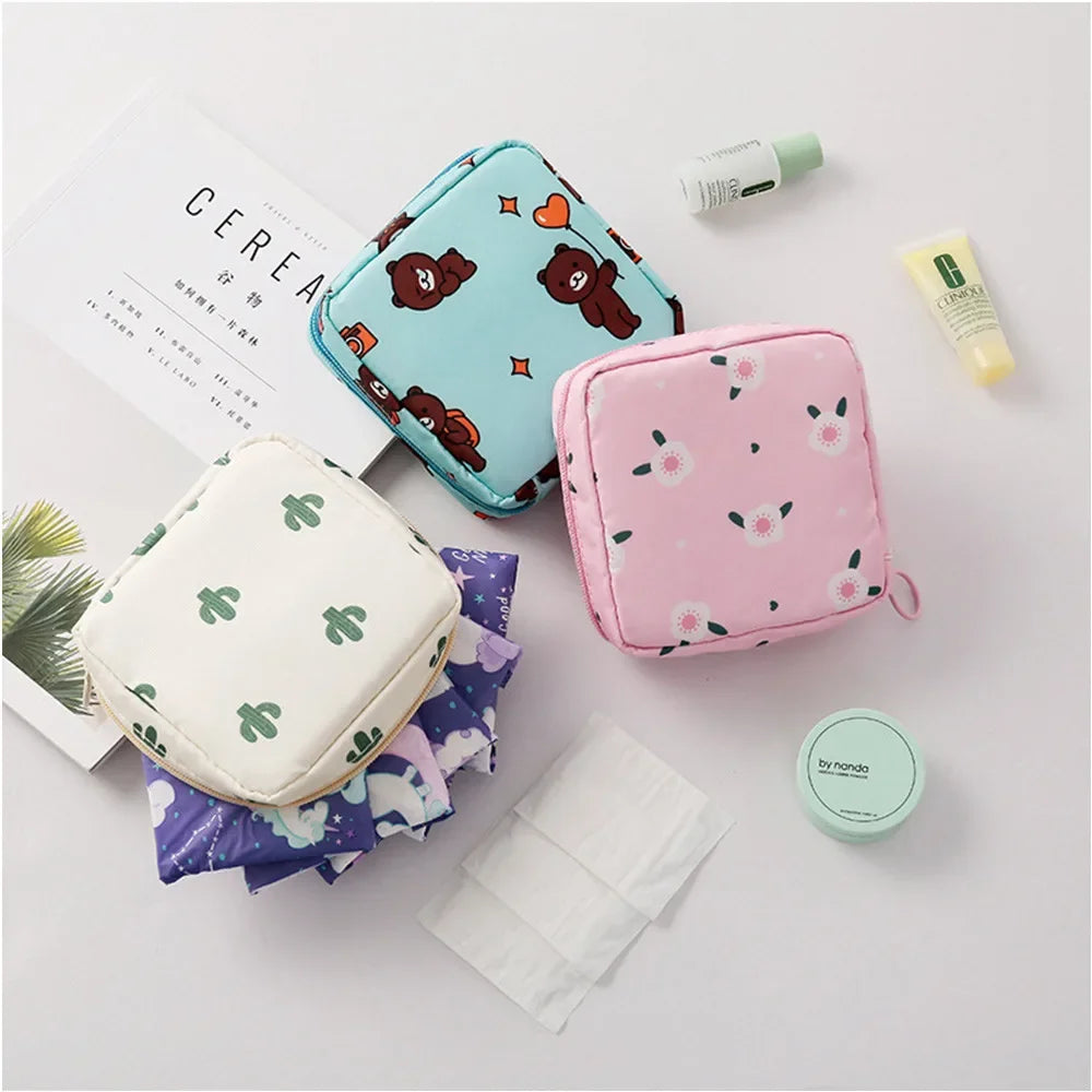 Women Portable Sanitary Pads Storage Bag Tampon Pouch Napkin Cosmetic