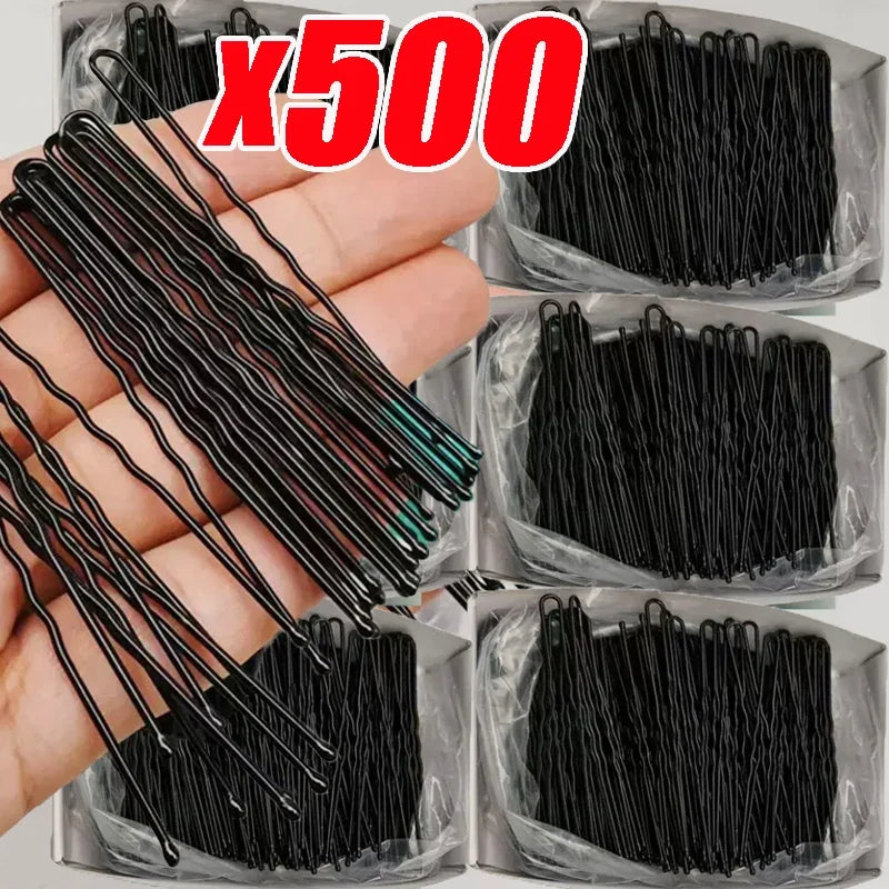 5 6 U-shaped Wavy Hair Clips Bobby Pin Barrette Salon Grip Black