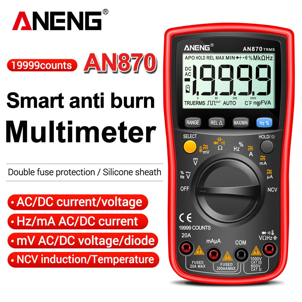 ANENG AN870 Smart Multimeter Current NCV Capacitance Resistance Ohm