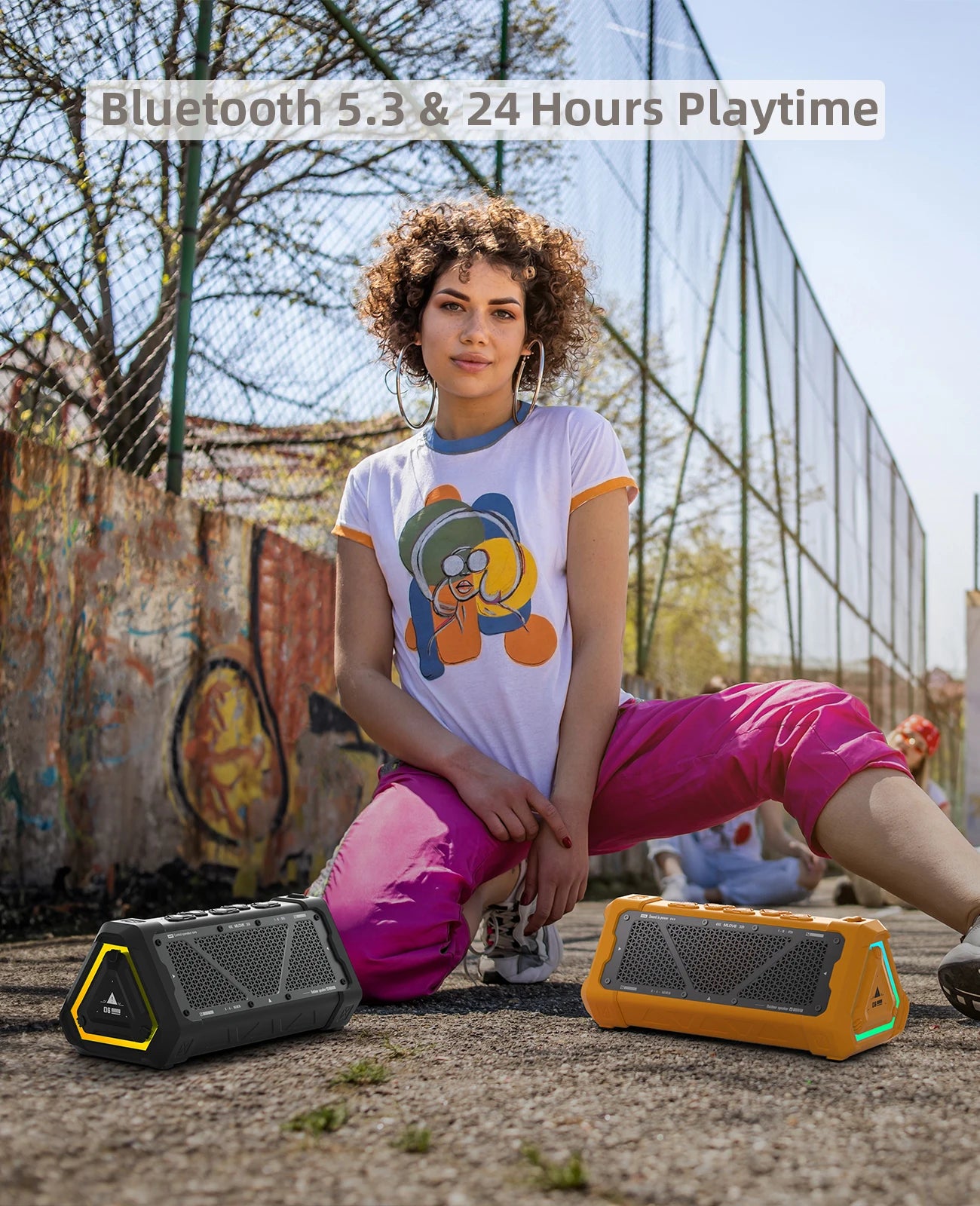 MLOVE P3 Outdoor Bluetooth Speaker, 40W Output Power Bluetooth 5.3 Speaker ,Stereo Sound IPX7 Waterproof,Micro SD Card,RGB Light Zpaxo