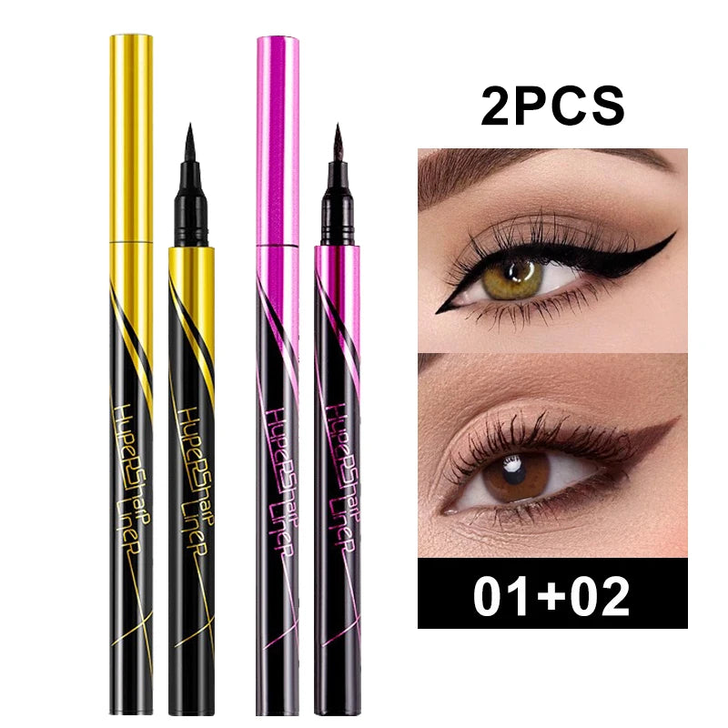 1 Black Quick-drying Eyeliner Waterproof Liquid Eye Liner Pen Long Zpaxo 01 and 02