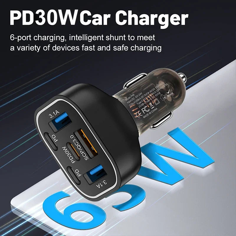 UYUXIO 1 USB C Car Charger Adapter PD 30W Multi Ports Fast Charge