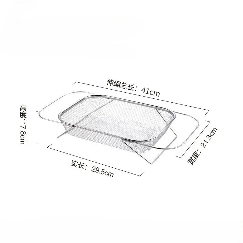 New Expandable Cutlery Drying Rack Kitchen Sink Drain Basket Stainless Steel Drain Basket Kitchen Storage Trays Zpaxo M