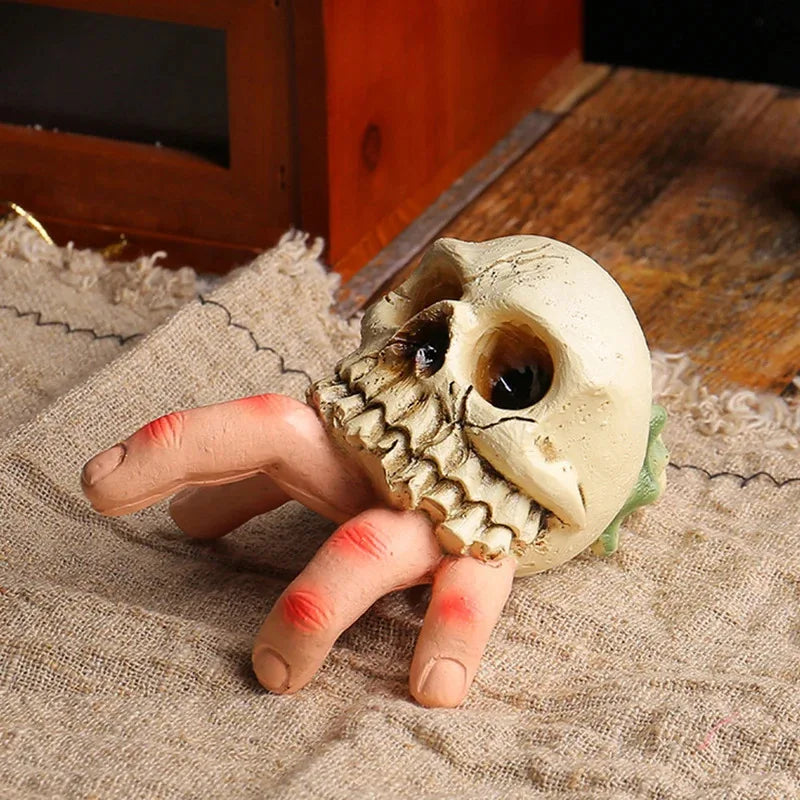 Resin 3D Skull Sculpture Ornament Hand-painted Realistic Halloween