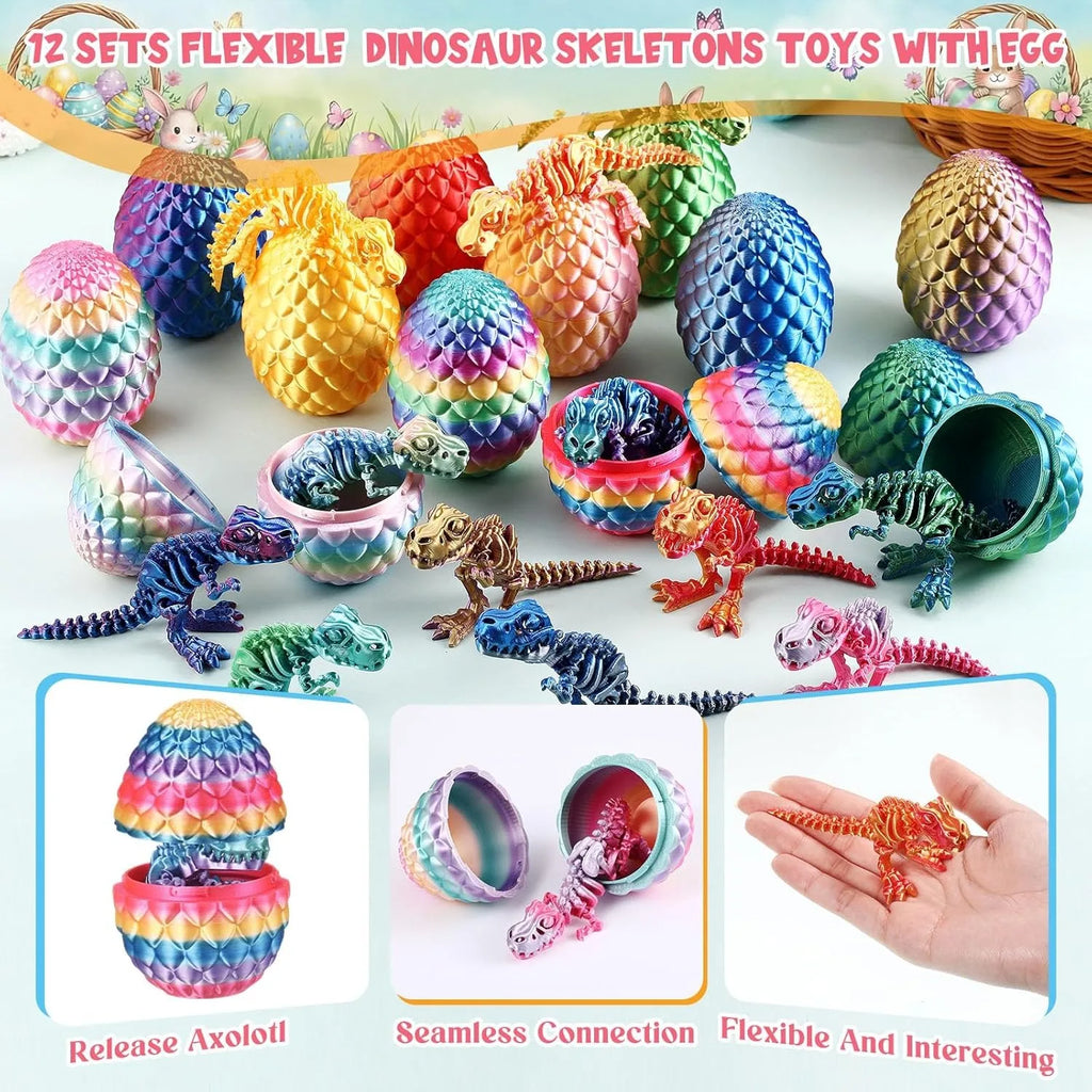 3D Printed Animals Dragon Eggs Flexible Articulated Mini Animal